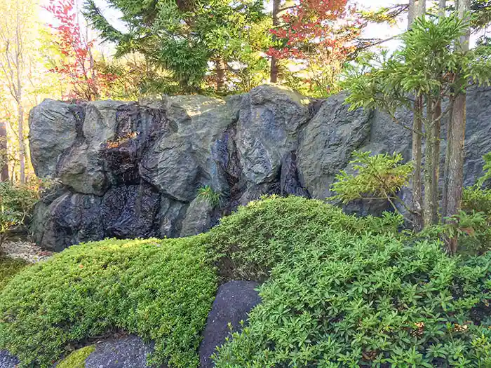 和風庭園の滝と密植