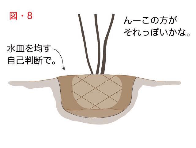 木の植え方で説明用の最後の仕上げ