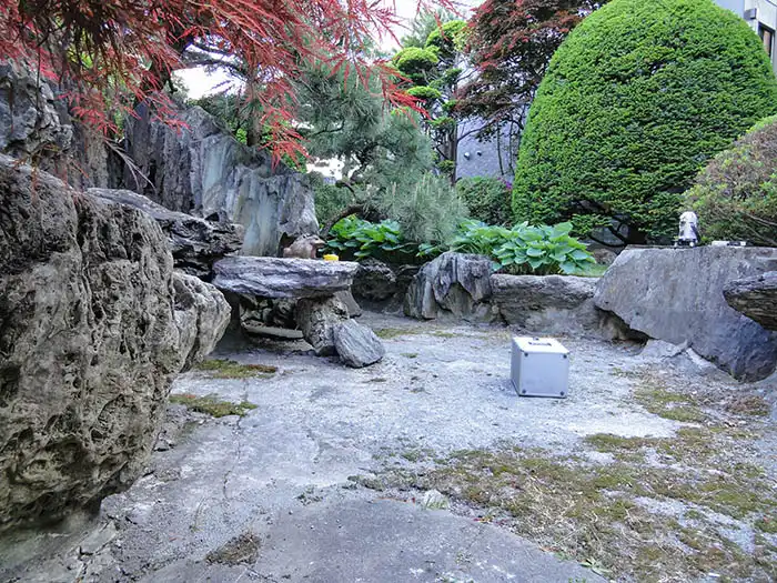 既存池水漏れ改修工事前の池の様子