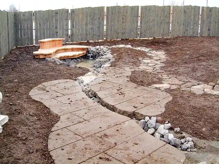 ビオガーデンの軟石敷き