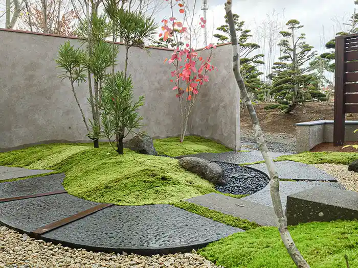 台杉と苔と洗い出し